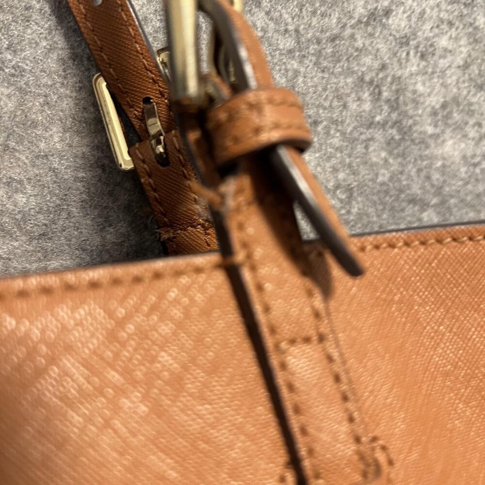 Tory Burch Bag Womens Size Large Brown Leather Tote Shoulder Purse Zip Logo - Picture 9 of 16
